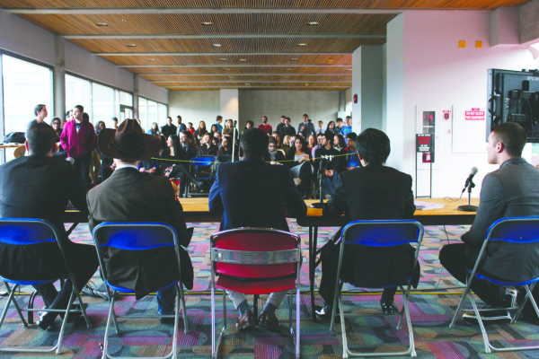 Students flocked to the presidential debate on Wednesday, which got particularly heated. - Leah Bjornson