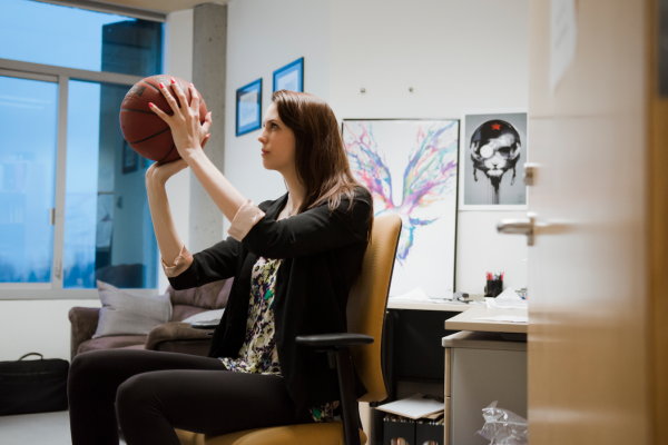 Rebecca Langmead traded in her basketball shoes for a seat on the SFSS. Image Credit: Brandon Hillier /The Peak